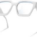livho Oversized Blue Light Blocking Glasses for Woman and Men - Rectangle Fashion Glasses for Computer, Chic Preppy Frame (White)