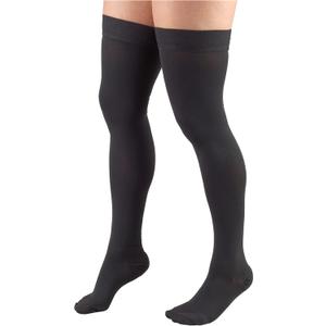 Truform 20-30 mmHg Compression Stockings for Men and Women, Thigh High Length, Dot Top, Closed Toe, Charcoal, X-Large