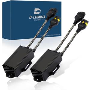 D-Lumina 9005/9006/H10/HB4 LED Canbus Decoder Anti Flicker Harness, Resistor Decoders Error Free, Computer Warning Canceller Capacitor, Pack of 2