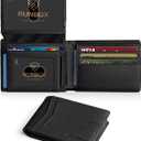 RUNBOX Wallet for Men Slim Rfid Leather 2 ID Window With Gift Box