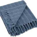 DII Industrial Tonal Textured Woven Throw 50x60, French Blue