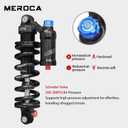 MEROCA Adjustable Air Spring Coil Over Shock Absorber for Mountain Bikes, 190-265mm, 550LBS Spring, Rebound, Compression, Preload, and Air Pressure (200-300 PSI) Fits MTB/Downhill/eBikes