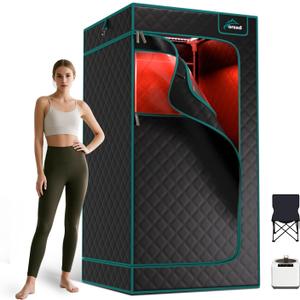 TOREAD Red Light Infrared Sauna with Red Light Therapy for Home,Portable Red Light Steam Sauna with 3L 1200W Steamer, Adjustable Temperature, Timer Setting, Remote Control, 35.4 * 35.4 * 70.9"