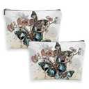 2 Pcs Trendy Butterfly Travel Makeup Bag Cute Pouches for Purse Boho Cosmetic Toiletry Travel Pouch, Make Up Accessory Purse Organizer for Friend Coworker Sister Christmas Birthday Friendship Gifts