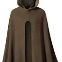Kids Medieval Renaissance Hooded Cloak Costume Boys Girls Cape Archer Hunter Ranger Wizard Robe Cosplay (Brown, S)