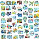 Yuxung 48 Pcs Travel Themed Iron on Patches World Trip Ticket Iron on Sew on Patch, Small Embroidered Applique Repair Patch DIY Craft Accessories for Clothes Jacket Jeans Dress