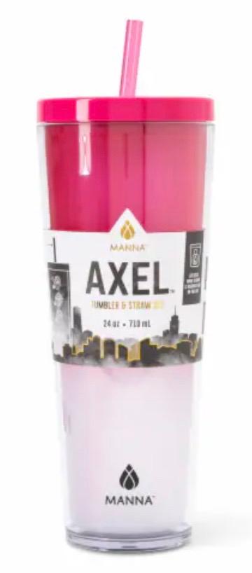 Manna™ Axel™ Plastic Tumbler & Straw Set - Pink
