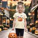 Boys Halloween Shirt with Cute Pumpkin, Ghost, Bat, and Dinosaur Graphics - Classic Crewneck Cotton Tee for Ages 2-7 Years (Yellow)