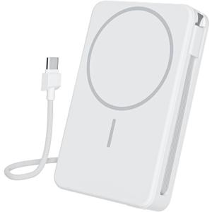 Magnetic Power Bank, 10,000mAh Wireless Portable Charger for Mag-Safe 15W Fast Charging, Battery Pack with USB-C Cable 20W in/Out for iPhone Air/17/16/15/14/13/12/Plus/Pro/Pro Max, AirPods & More (White)