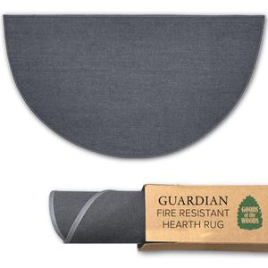 Charcoal 5 ft HalfRound Fiberglass Hearth Rug  Fireproof 1000F Protection, NFPA Class1 Certified, 50% Thicker, NonSlip Vinyl Backing  Indoor/Outdoor Fireplace