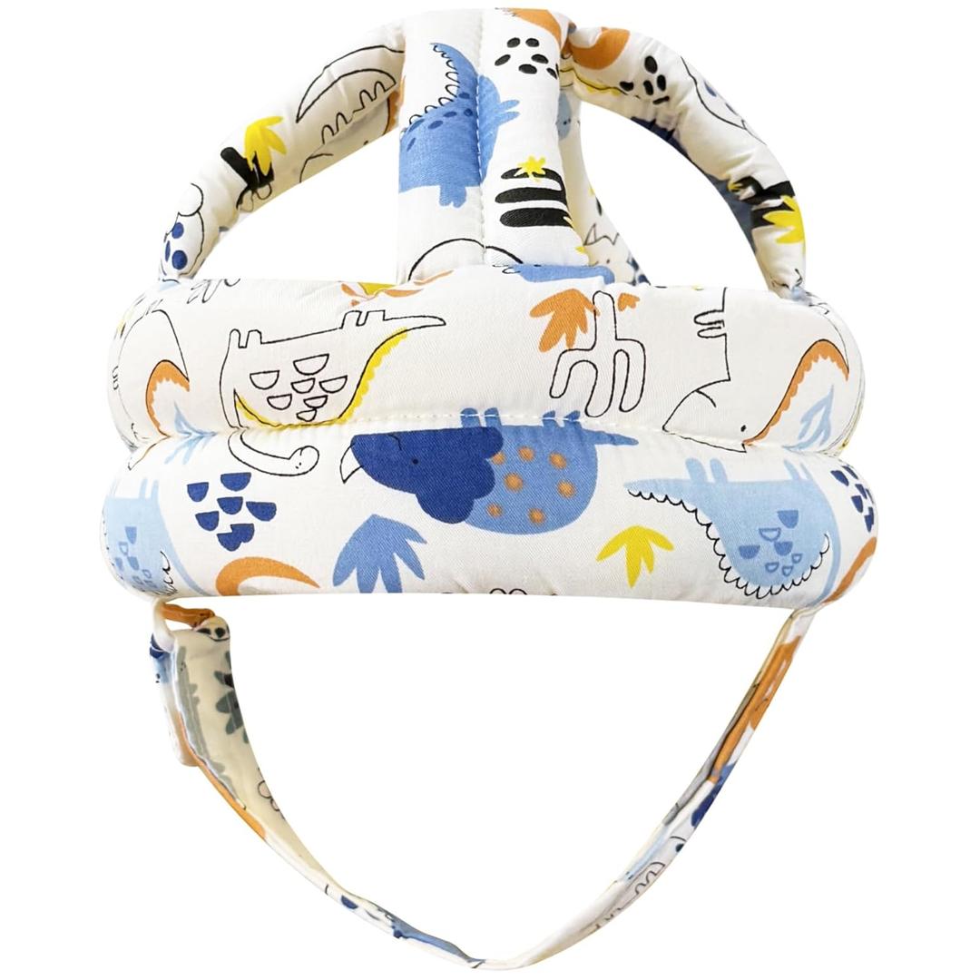 Baby Head Protector Baby Helmet for Crawling Walking, No Bumps Safety Head Adjustable Protective Cap for Walking, Playing - Blue Dinosaur