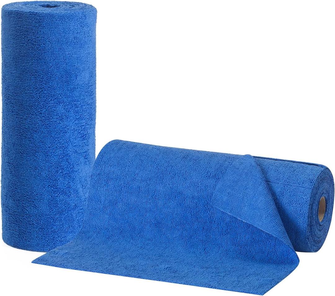 Beda Home Tear-Off Cleaning Cloth Rolls, 40 Sheets - 11.8" x 11.8", Reusable and Washable Kitchen Towels, Highly Absorbent and Fast-Drying Microfiber Cleaning Rags, Navy Blue
