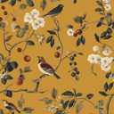 Vintage Bird Wallpaper 17.5"x118" Yellow Chinoiserie Floral Wallpaper Peel and Stick Removable Waterproof Self Adhesive Boho Wall Paper Floral Contact Paper for Bedroom Walls Cabinet Locker