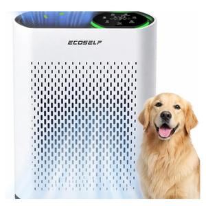 Air Purifier for Large Room, Cleans 2,400 ft² in 30 Mins, 3-Stage True HEPA, 360° Airflow, Large Touch Display Control, Real-Time Air Quality (PM2.5) Display, Ultra-Quiet 20dB Sleep Mode, HAP602 White