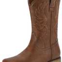 Rollda Kids Cowboy Boots for Boys Girls Western Square Toe Cowgirl Boots with Walking Heel (Toddler/Little Kid/Big Kid) 8