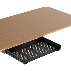 Under Desk Laptop Drawer, 22.8'' Wide Pull-Out Tray Metal Perforated Bottom for Heat Dissipation, Sliding Track, Under-Desktop Storage for Laptop & Accessories