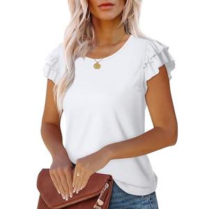 WEESO Ruffle Short Sleeve Shirts for Women Trendy Crew Neck T Shirts White Large, White  WEESO Ruffle Short Sleeve Shirts for Women Trendy Crew Neck T Shirts White Large, White