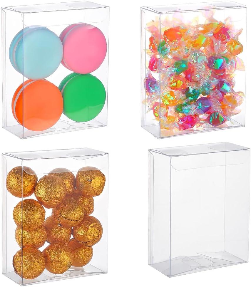 BENECREAT 30PCS 4.2x3.3x1.5inch Clear Wedding Favor Boxes PVC Rectangle Gift Wrapping Box for Candy Chocolate Party, Festival Gift Packaging (Transparent)