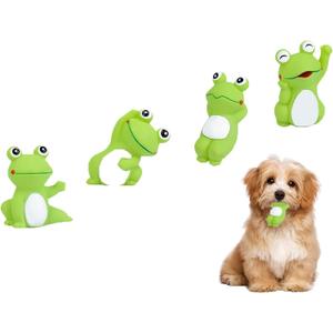 4 Cute Frog Puppy Squeak Toys Latex Float Water Pool Dog Toys Squeaky for Small Breed Soft Fetch Interactive Play pet Toys, Green