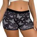 WDIRARA Women's Cute Graphic Boyshorts Boxer Briefs Mid Waist Seamless Underwear for Teen Girls Black Medium