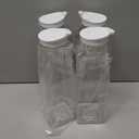 Set of 4 Plastic Carafe with Lid, 50 Oz Carafes for Mimosa Bar, Square Base Juice Containers, Water Bottle, Milk Container, Clear Beverage Containers for Fridge- HAND WASH ONLY