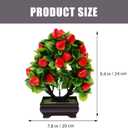 Artificial Potted Strawberry Plant Realistic Faux Bonsai Decoration 9.45In Indoor Tabletop Greenery Home Office Decor 2Pcs
