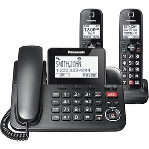 Panasonic Corded Phone/Cordless Phone with Answering Machine, Advanced Call Block and 2Way Recording, 2 Handsets Expandable up to 6 Cordless Handsets  KXTGF852B (Black)