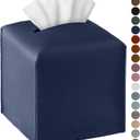 Tissue Box Cover, Jeethemy Square PU Leather Tissue Box Holder, Modern Tissue Case Facial Paper Organizer Dispenser5X5X5'',Double 