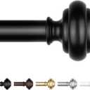 KAMANINA Black Curtain Rods for Windows 48 to 84 Inches (4-7ft) Heavy Duty Curtain Rods, 7/8 Inch Adjustable Decorative Drapery Rods Set with Modern Finials