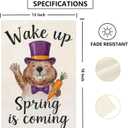 Wake Up Spring Is Coming Groundhog Day Garden Flag 12x18 Inch Double Sided Outside Spring Punxsutawney Phil Yard Outdoor Decorations