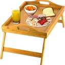 Home-It Bed Table Tray with Folding Legs - Bamboo Breakfast Tray with Handles for Bed, Sofa, Eating and Laptops, Snacking and Working