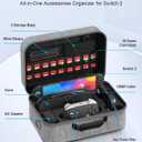 Compact All in One Carrying Case for Nintendo Switch 2 2025, Hard Shell Organizer Box for Switch 2 Accessory Compatible with Pro Controller Dock, with 18 Game Card Slots, Hard Shell Travel Bag, Grey