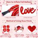 2 x 114Pcs Red Valentines Day Decorations with I Love You Banner Foil Red Heart Love Balloons 1000Pcs Rose Petals Hanging Heart Garlands for Wedding Anniversary Decor Romantic Proposal Day Decorations