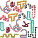 18 Pack Wacky Tracks Snap and Click Fidget Toys Finger Sensory Toys, 24 Links Snake Puzzles for Stress Relief, Party Bag Fillers, Party Supplies
