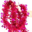 33FT Valentines Tinsel Garland, Red Pink Metallic Twist Foil Tinsel Garland with Heart Ornament Hanging Heart Garland for Valentines Wedding Birthday Party Indoor Outdoor Decoration