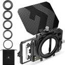 K&F Concept Matte Box, DSLR Camera Matte Box with Carbon Fiber Top Flag, with 67/72/77/82/95mm Adapter Rings for 4x5.65 ND UV Filter/Circular Filter