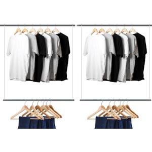 Hanging Closet Rod, 17-29In Adjustable Width and Up to 37In Height Adjustable Closet Rod Extender, Double Closet Rods Hanging Bar, Space-Saving Tension Hanging Organizer, Chrome, 2 Pack