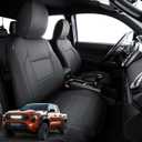 DrCarNow for Toyota Tacoma Seat Covers 2016 2017 2018 2019 2020 2021 2022 2023, Leather Seat Covers for Trucks Crew Cab & Double Cab Waterproof for 3rd Gen Tacoma Accessories 2016-2023 Full Set Black