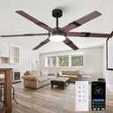 Smart Ceiling Fans with Lights, Farmhouse 60 Inch Ceiling Fans with Remote & APP Control, 6-Speed Reversible DC Motor, Dimmable LED Light, 6 Blades, Chandelier Fans for Living Room, Bedroom