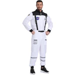 Men's Astronaut Costume for Adult Space Suit Halloween Costume (X-Large, White)