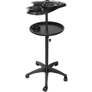Salon Tray on Wheels, Professional Hair Dyeing Stations with 3 Bowls, Barber Hairstylist and Coloring Rolling Carts, Hairdressers Tools Double Tray for Salon Home Use