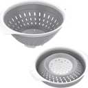 5 Quart Collapsible Colander，BPA Free，Dishwasher Safe，Silicone Food Strainer with Plastic Handles，Heavy Duty Foldable Heat Resistant Pasta and Veggies Kitchen Drainer Steam Basket，Gray