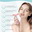 7 Color Neck Face Massager - Facial Massager Tool for Skin Care at Home, Vibrating Face Massager with Thermals, Pink