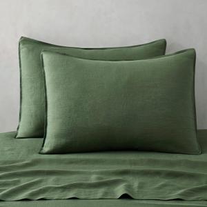 Atlinia Linen Pillow Cases King Shams 20 x 36 Inch Green