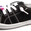 FUNKYMONKEY Girls Canvas Sneakers Lace up Lightweight Casual School Shoes for Toddler/Little Kids (Black), Size: 5 Toddler