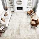 9x12 Area Rug for Living Room: Washable Abstract Soft Rugs Non Slip Modern Stain Resistant Low Pile Carpet for Dining Room Bedroom Nursery Office (Beige, 9'x12')
