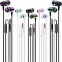 Earphones 3 Pack in-Ear Headphones with Microphone, Wired Earbuds for iOS and Android Smartphones, Laptops, MP3, Gaming, Walkman(Black+White+Red)