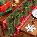 9FT Prelit Norfolk Pine Garland for Mantle, Real Touch Realistic Greenery Garlands for Table, Outdoor Indoor Xmas Holiday