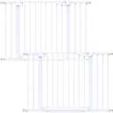 Cumbor 2 Pack 29.7-46" Baby Gate for Stairs, Mom's Choice Awards Winner-Auto Close Dog Gate for doorways, Easy Install Pressure Mounted Pet Gates indoor, Easy Walk Thru Wide Safety Gate for Dog, White