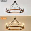 HHR 12-Light Wood Wagon Wheel Chandelier, 32-Inch Round Farmhouse Chandeliers for Living Room, Vintage Light Fixtures Rustic Chandelier for Dining Room Entryway Foyer Bedroom, E12